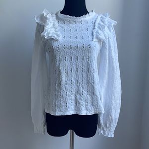 Zara ruffle white top